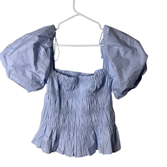 ASTR the Label,puffed sleeve peplum top,smocking,square neckline,Savina sz Small - Picture 4 of 17